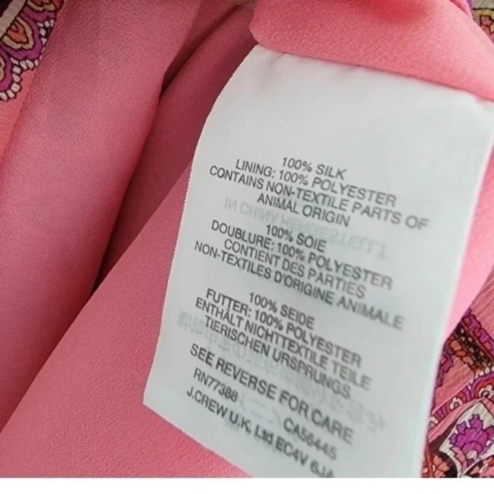 J. Crew | 100% Silk Pink Paisley Chiffon Skirt Size 4 Small S A-Line